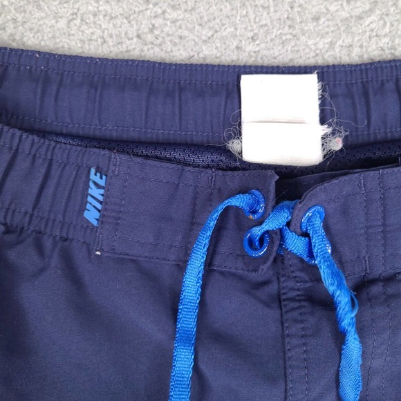 Nike Swim Trunks Mens XL Blue Board Shorts Mesh Lining Pockets Spell Out - Picture 4 of 16